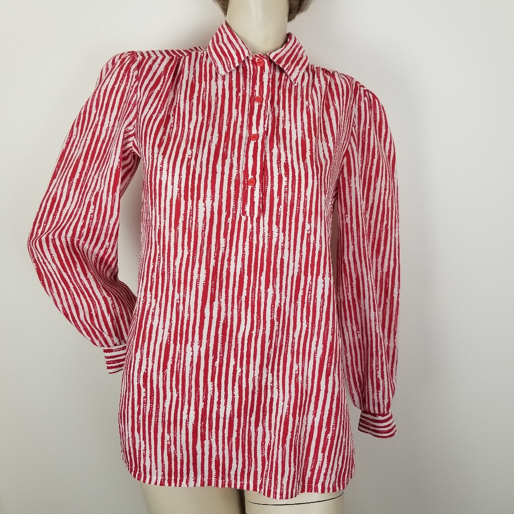 Vintage pop over secretary blouse red and white